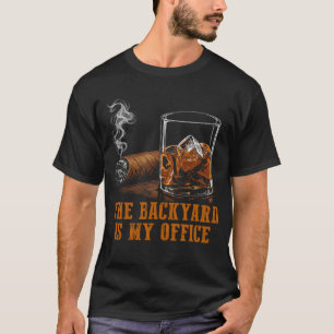 T-shirt La cour est mon bureau Funny Whiskey Cigare