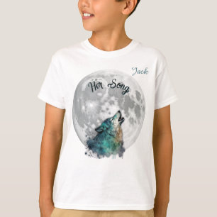 T-shirt La coutume de "Her Song" Wolf et Moon Boy