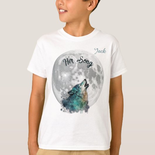 T-shirt La coutume de "Her Song" Wolf et Moon Boy (Devant)