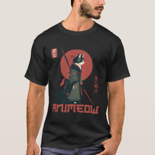 T-shirt La culture japonaise inspiré féline Cat Samurai wa