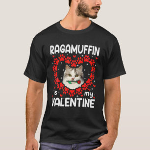T-shirt La Cute Ragamuffin Est Mon Coeur Paw Chat Valentin