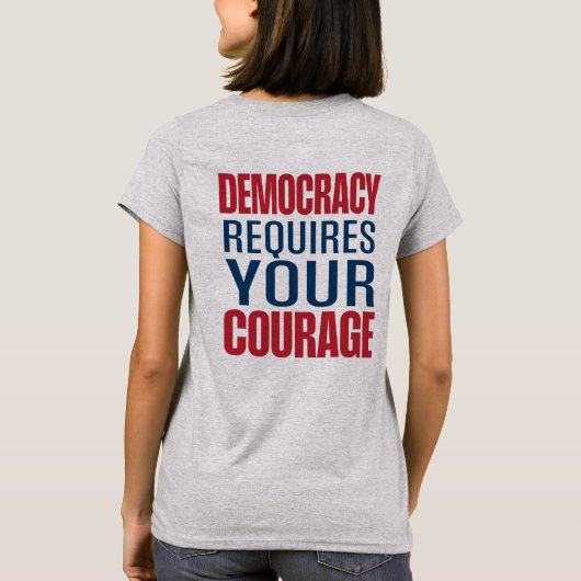 T-shirt La démocratie nécessite un courage | Rouge bleu |  (Dos)