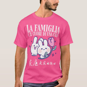 T-shirt La famille est le coeur d'une maison Kawaii Rabbit