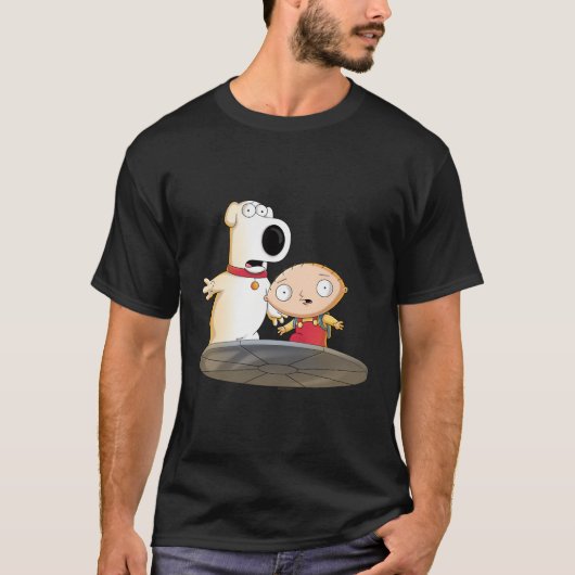 T-shirt La Famille Guy Stewie Et Brian Shocked (Devant)