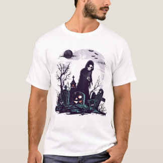 T-shirt La Faucheuse d'Halloween Cimetière