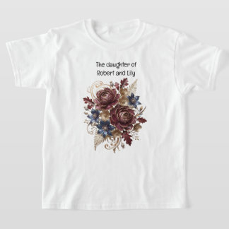 T-shirt "La Fille de" Famille Florale Vintage Enfants