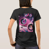 T-shirt La fille de l'espace rose rétro dans les étoiles (Dos)