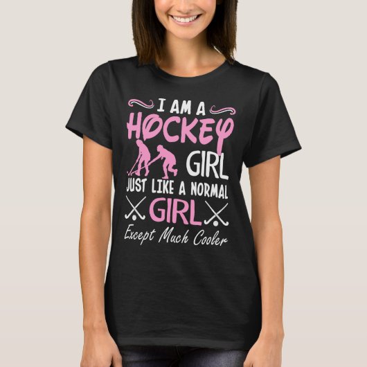 T-shirt La fille d'hockey aiment la fille normale excepté (Devant)