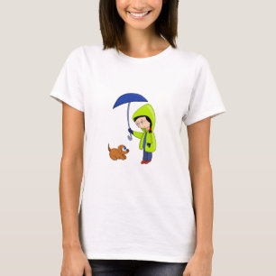 T-shirt La fille et le chien un jour pluvieux