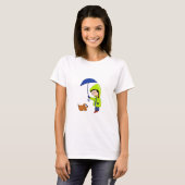 T-shirt La fille et le chien un jour pluvieux (Devant entier)