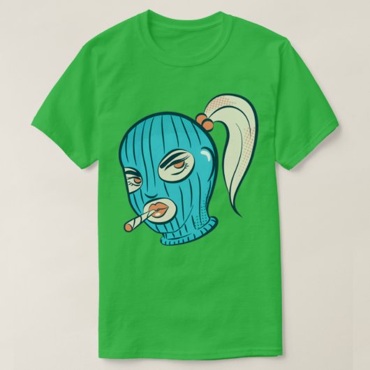 T-shirt La Fille Masque De Ski Fumer (Design devant)