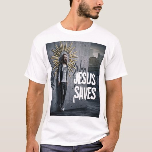 T-shirt La foi en l'action : Jésus sauve (Devant)