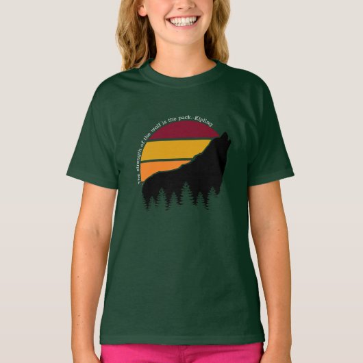 T-shirt La force du loup est le Pack Rétro (Devant)