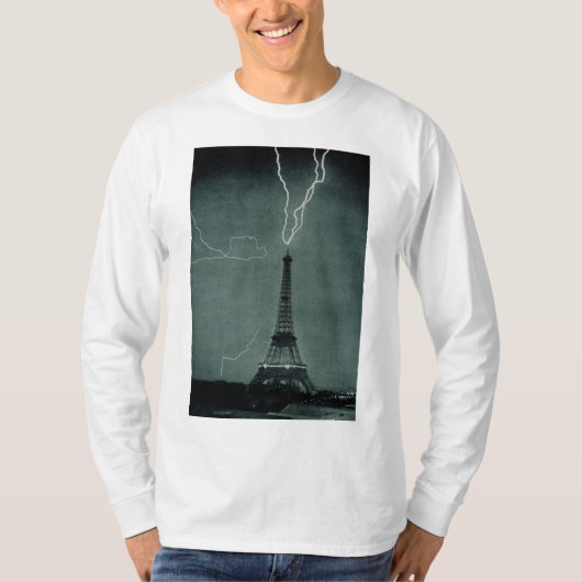 T-shirt La foudre frappe la Tour Eiffel (Devant)