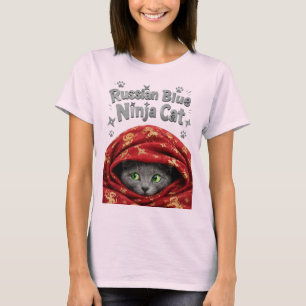 T-shirt La Furtive et la Raide : Chat Ninja Bleu Russe