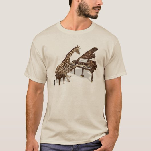 T-shirt La girafe douée joue le piano à queue (Devant)
