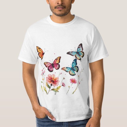 T-shirt La grâce de la nature : Papillons d'aquarelle (Devant)