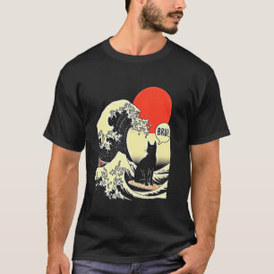 T-shirt La grande vague Kanagawa drôle de chat de surf jap