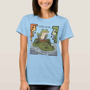 T-shirt La grenouille amusante assise sur le nez d'alligat
