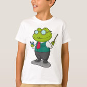T-shirt La grenouille comme enseignant avec livre (Devant)