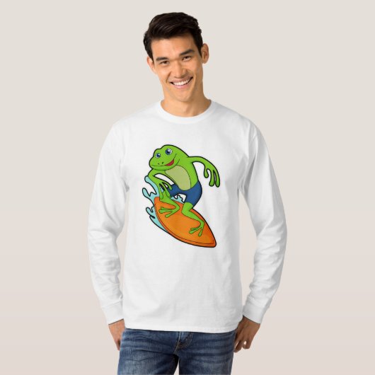 T-shirt La grenouille comme surfeur avec Surfer (Devant entier)