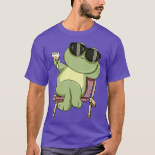 T-shirt La grenouille cool boit un vin de verre
