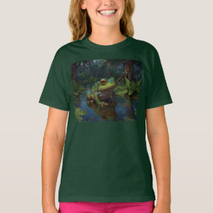 T-shirt La grenouille des arbres dans un étang paysage fau