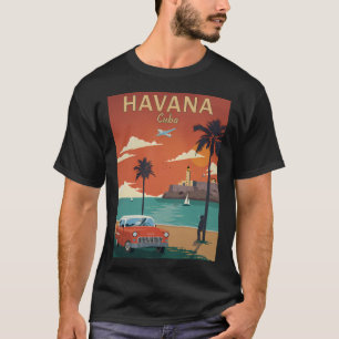 T-shirt La Havane Cuba Habana Cuba Caraïbes Île Rétro Tr