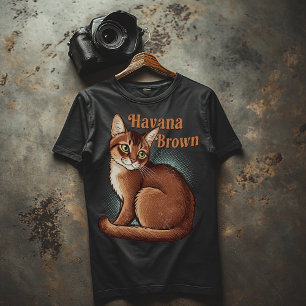 T-shirt La Havane vintage Art Brown   Retro Feline Lover