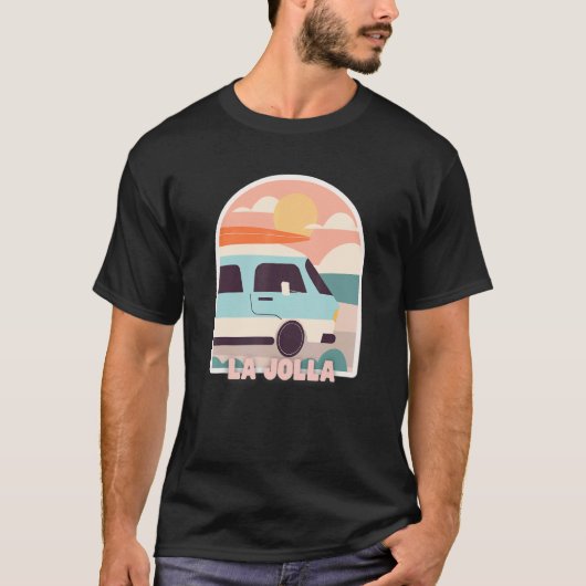 T-shirt La Jolla Beach Retro Pastel Couleurs Soleil & Surf (Devant)