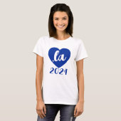 T-shirt , la KAMALA coeur 2024 texte de script bleu (Devant entier)