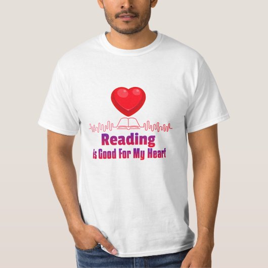 T-shirt La lecture est bonne pour mon coeur (Devant)