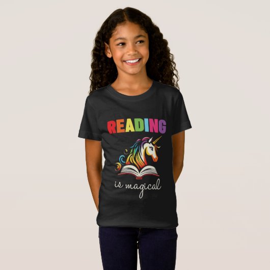 T-Shirt La lecture est Magique Rainbow Unicorn (Devant entier)