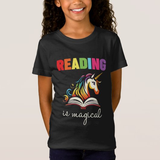 T-Shirt La lecture est Magique Rainbow Unicorn (Devant)