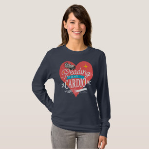T-shirt La lecture est mon cardio Raccoon Rouge à coeur