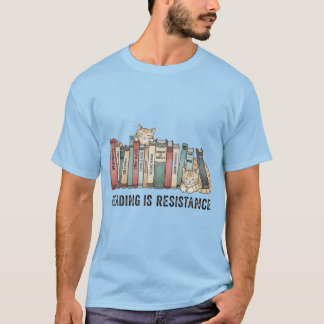 T-shirt La lecture est une résistance Chat & Livres –T-Sh