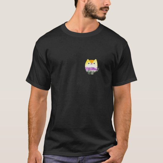T-shirt La LGBTQA Genderqueer Non-Binary NB Pride Cat (Devant)