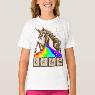 T-shirt La licorne de chimie vomit l'arc-en-ciel