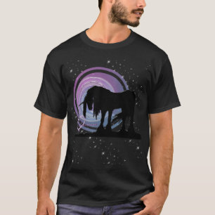 T-shirt La licorne noire mystique (pourpre/remous bleu)