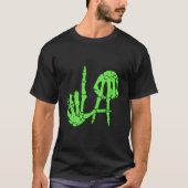 T-shirt La Los Angeles Hand Sign Skeleton Hands Bones Hall (Devant)