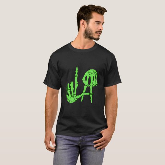 T-shirt La Los Angeles Hand Sign Skeleton Hands Bones Hall (Devant entier)