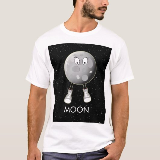 T-shirt La Lune et les étoiles dans l'espace (Devant)