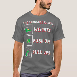 T-shirt La Lutte Est Réelle Dinosaure Rex Fit Weightlift D