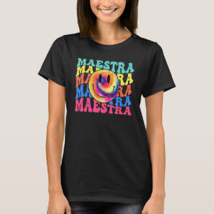 T-shirt La Maestra Happy Face Professeur Espagnol Retour À