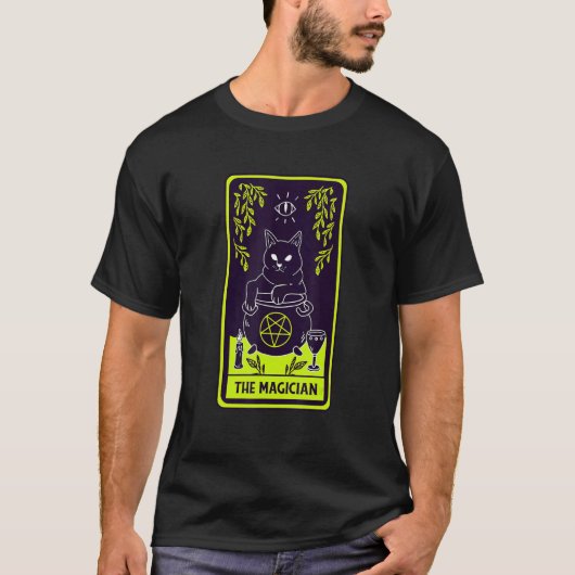 T-shirt La magicienne de chat de sorcière Illusions Magici (Devant)