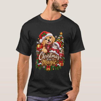 T-shirt La magie de la veille de Noël – Chien et chat de N