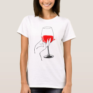 T-shirt La main des femmes tenant de l'art du verre de vin