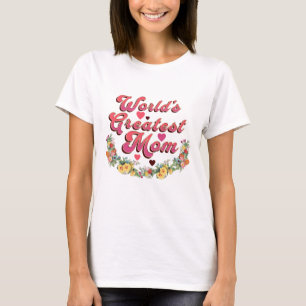 T-shirt La maman la plus grande du monde de fleurs
