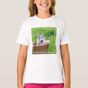T-shirt La marionnette sibérienne Husky dans un pot