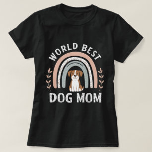 T-shirt la meilleure maman chien du monde boho arc-en-ciel